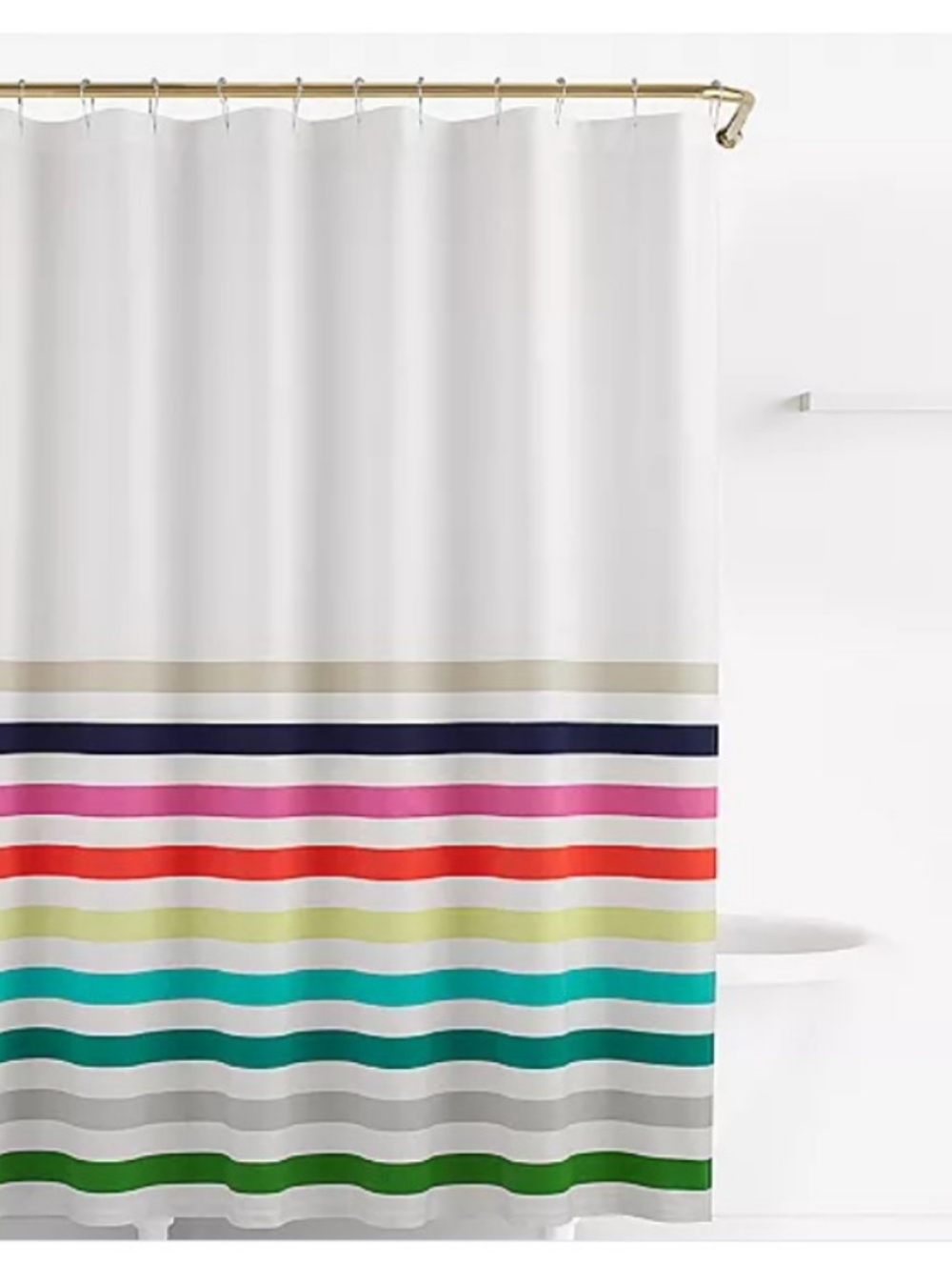 Kate Spade 72" Cotton Shower Curtain Candy Stripe White Rainbow